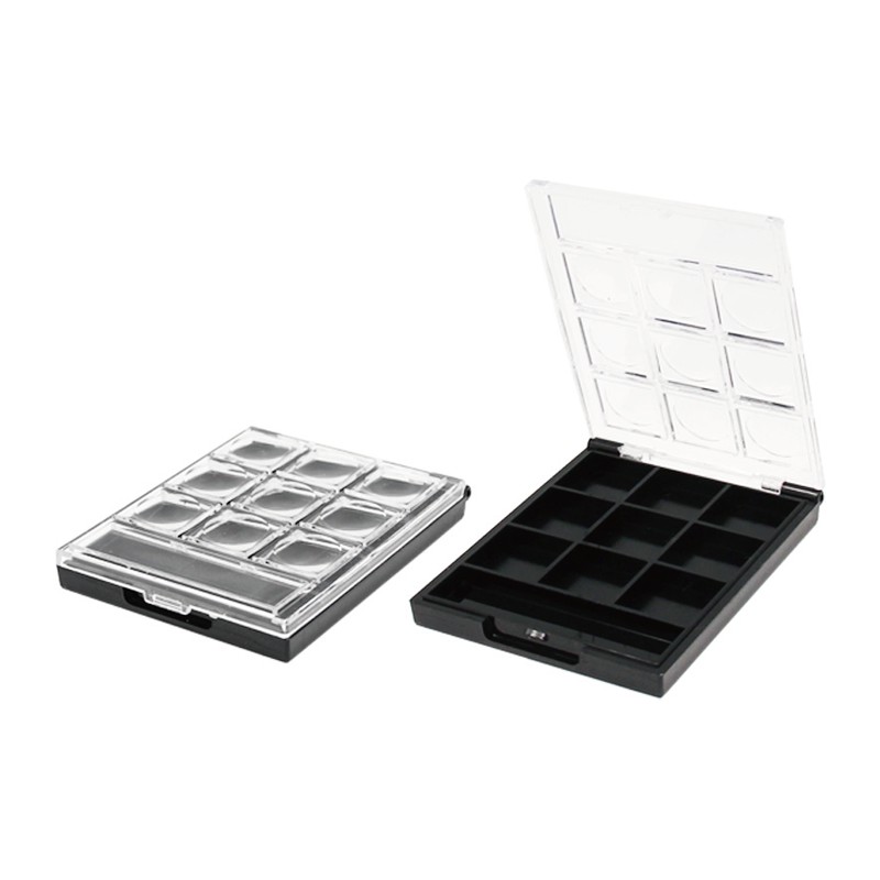 9 Colors for Eyeshadow Palette Empty Makeup Blush Container square Plastic Eyeshadow Palette case in Powder