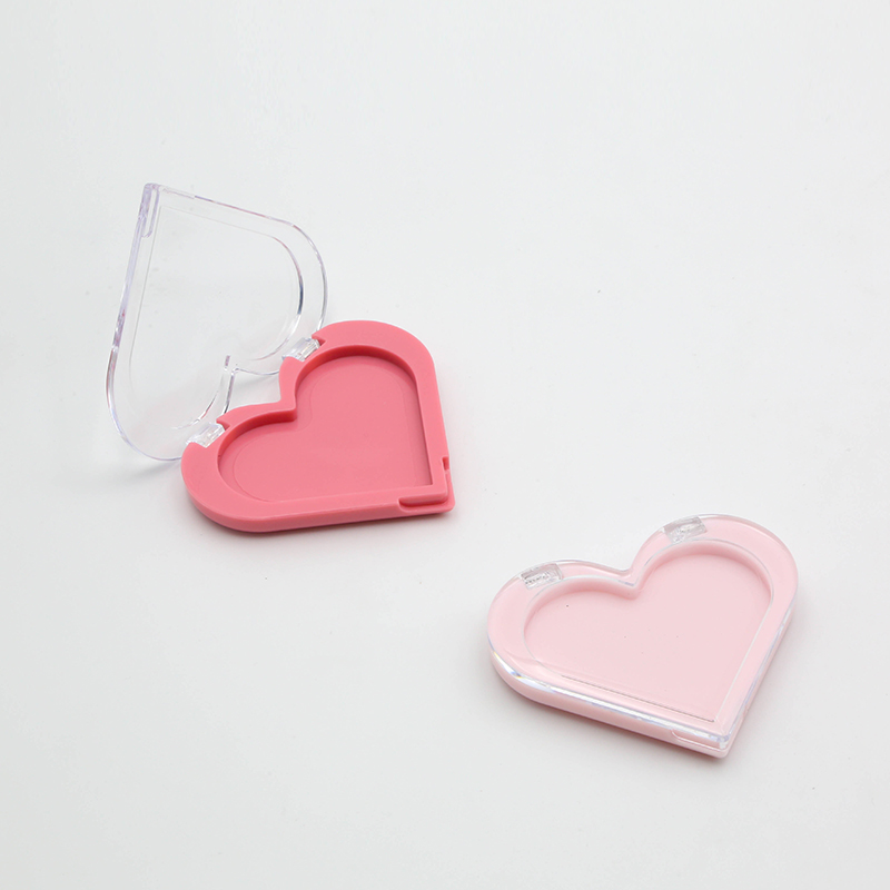 Custom 1 Color Empty Eyeshadow Packaging Blush Boxes Transparent Cover Eyeshadow Palette Organizer Heart Shape Blush on Case