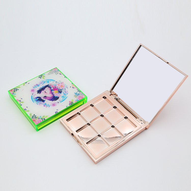 Custom Cover Sheet Eyeshadow Palettes Empty 9 colors Multichrome Eyeshadow Palette Square Case