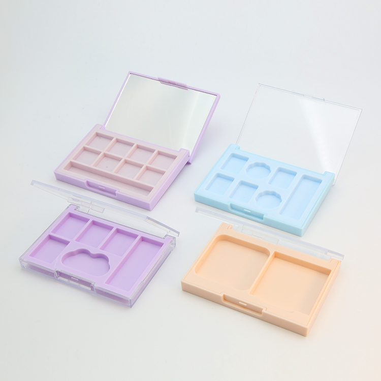 Custom Logo Empty 2 Colors Rectangle Pressed Powder Pallette Flip Cover With Mirror