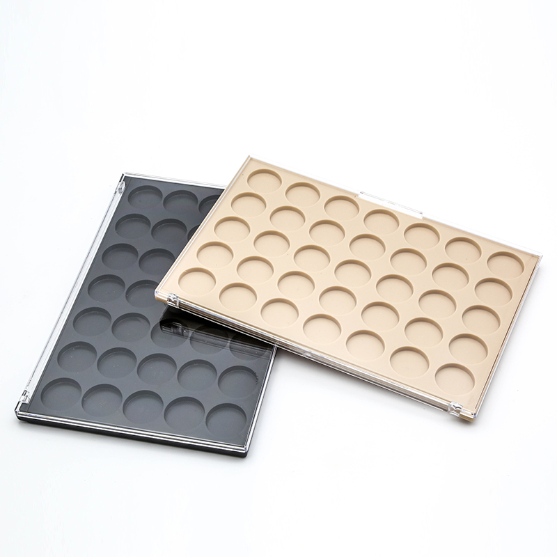 Custom 35 Color Empty Eyeshadow Palette Box High Quality Rectangular Transparent Flip Cover Luxury Eyeshadow Palette