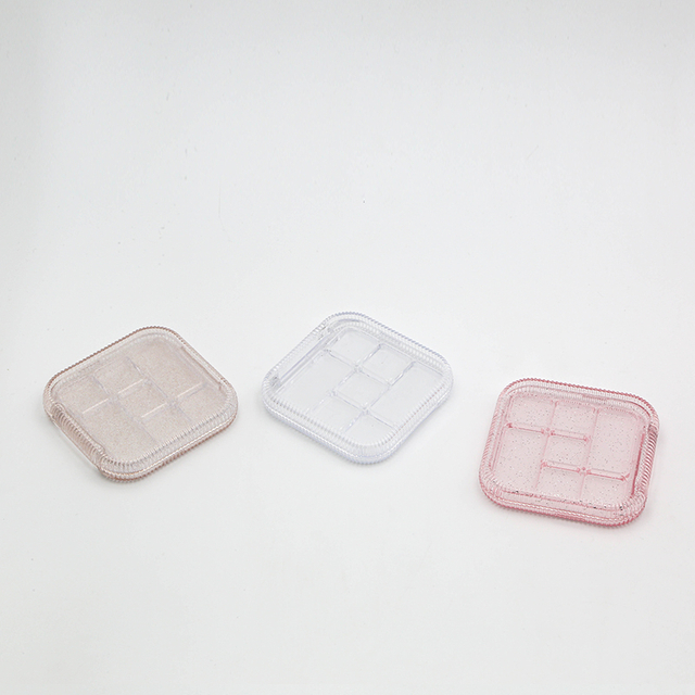 7 Colors Empty square Plastic Eyeshadow Palette with clear Lid Compact case for Eyeshadow