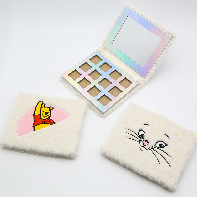 Plush Makeup Eyeshadow Palette Cosmetics Set Wholesale 12 Colors Plush Packaging Box Cardboard Paperboard eyeshadow palette