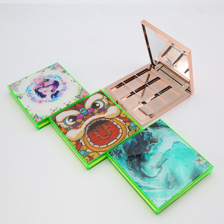 Custom Cover Sheet Eyeshadow Palettes Empty 9 colors Multichrome Eyeshadow Palette Square Case