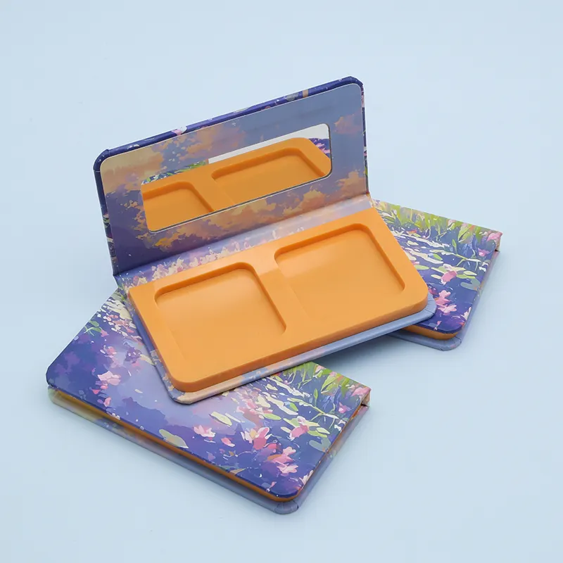 2 Colors Eyeshadow Tray Empty Magnetic Make up Box Custom Design Your Own Brand Packaging Boxes Cardboard Paperboard