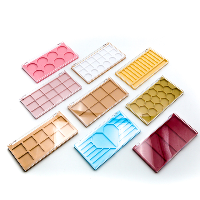 Replaceable Inner Compartment Box Custom 18 Colors Plastic Eyeshadow Palette Private Label Rectangular Eyeshadow Packaging