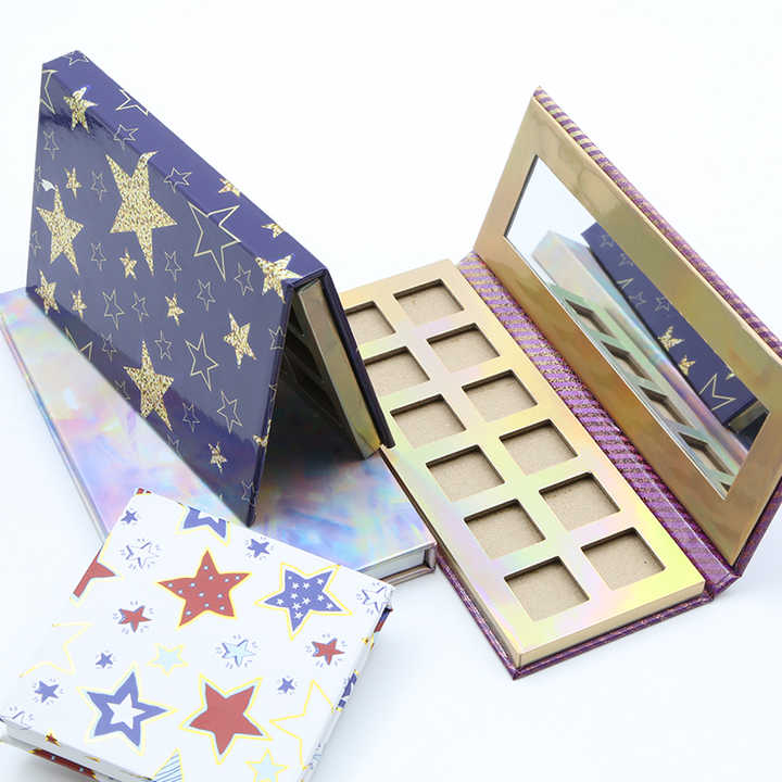 Eyeshadow Palette Label Custom Logo High Pigment Eyeshadow Palette Gift Box Empty Eyeshadow Makeup Palette Custom Cardboard Paperboard Makeup Palette