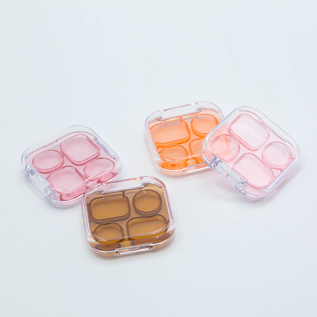 One-stop Solution Empty Pigment Powder Palette Nails 4 Pan Transparent Flip Cover Empty Eyeshadow palette Packaging