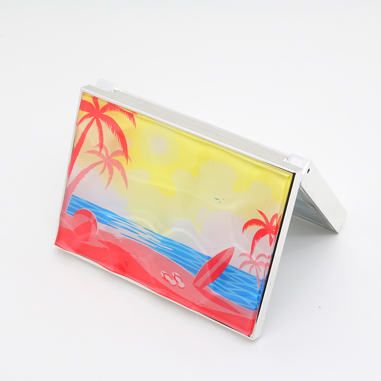 Custom Logo Empty 2 Colors Rectangle Pressed Powder Pallette Flip Cover With Mirror