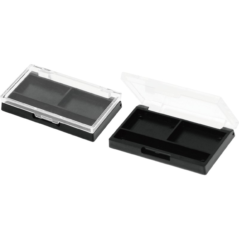 Custom Color Blush Box 2 Hole Square Transparent Flip Cover Empty Eyeshadow Palette Highlight Cosmetic Blush Packaging Box
