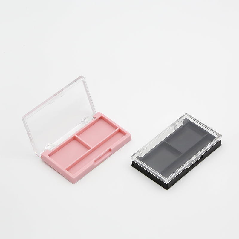 Custom Color Blush Box 2 Hole Square Transparent Flip Cover Empty Eyeshadow Palette Highlight Cosmetic Blush Packaging Box
