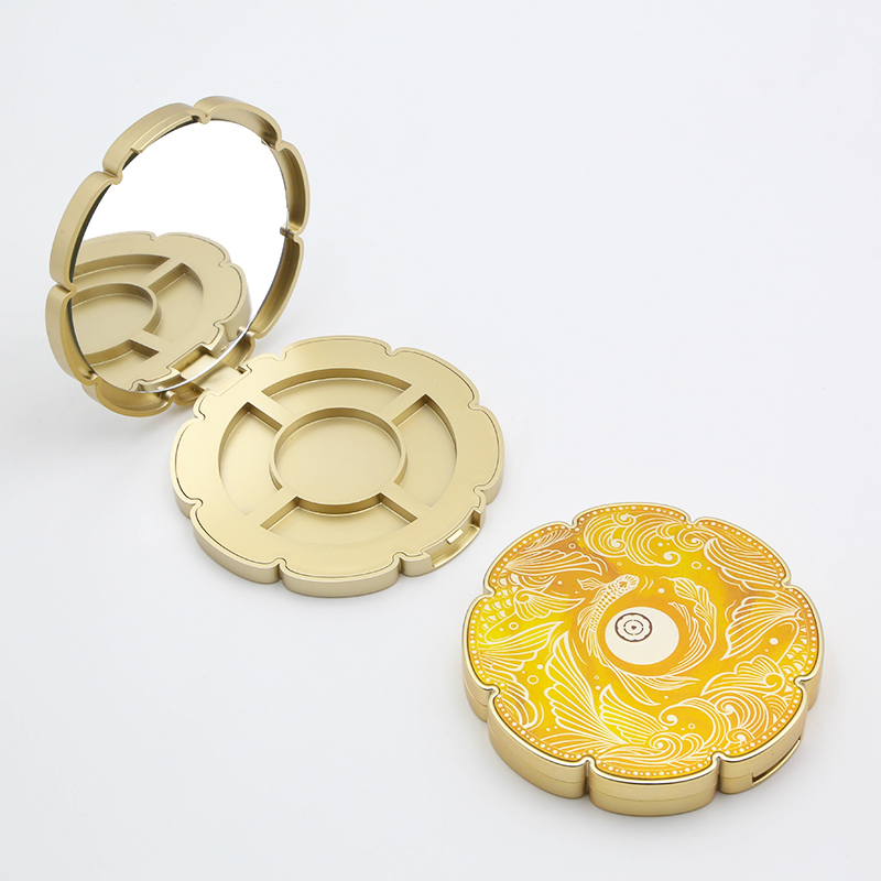Flower Shape Gold Portable Pallet Custom Eyeshadow Palette Thin Packaging Tray Empty Powder Box Eyeshadow Packaging
