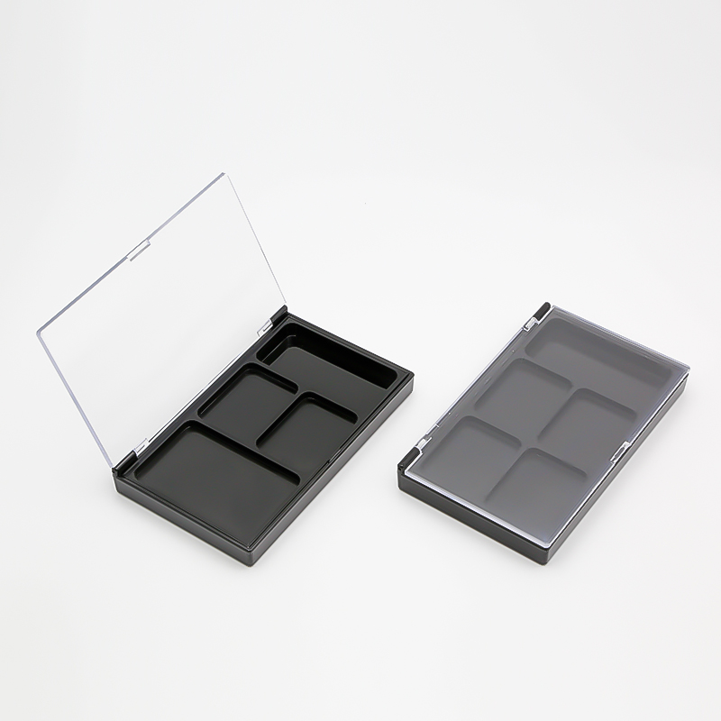 Custom Empty Eyeshadow Palette Case 15 Color Eyeshadow Box With Rectangle Pans Clear Eyeshadow Palette Flip Cover