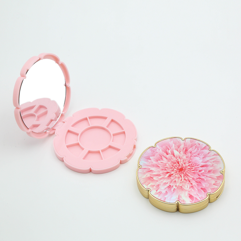 Flower Shape Gold Portable Pallet Custom Eyeshadow Palette Thin Packaging Tray Empty Powder Box Eyeshadow Packaging