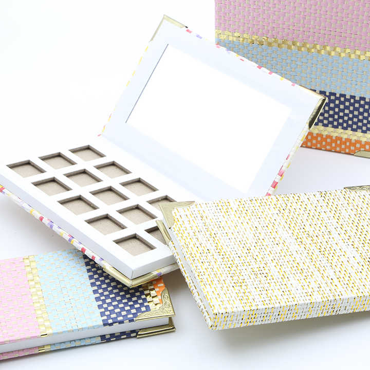 Custom Eyeshadow Makeup Paper Box 8 Colors Packaging Empty Eyeshadow Palette Box With Mirror