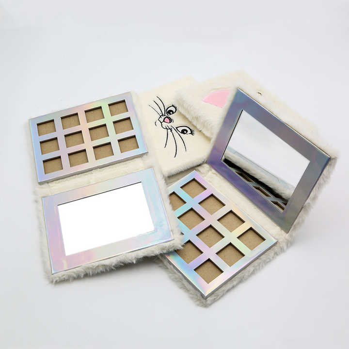 Creative Design Plush Makeup Eyeshadow Palette Cosmetics Set Wholesale 12 Colors Plush Packaging Box Paperboard Cardboard 