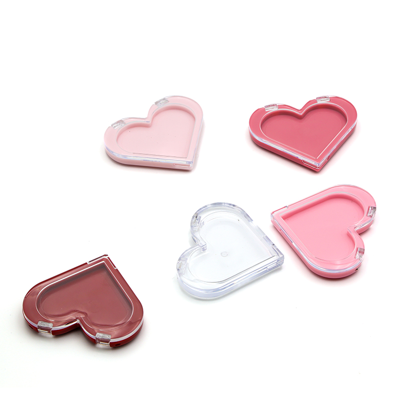 Custom 1 Color Empty Eyeshadow Packaging Blush Boxes Transparent Cover Eyeshadow Palette Organizer Heart Shape Blush on Case