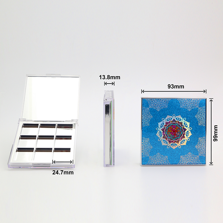 Custom Cover Sheet Eyeshadow Palettes Empty 9 colors Multichrome Eyeshadow Palette Square Case