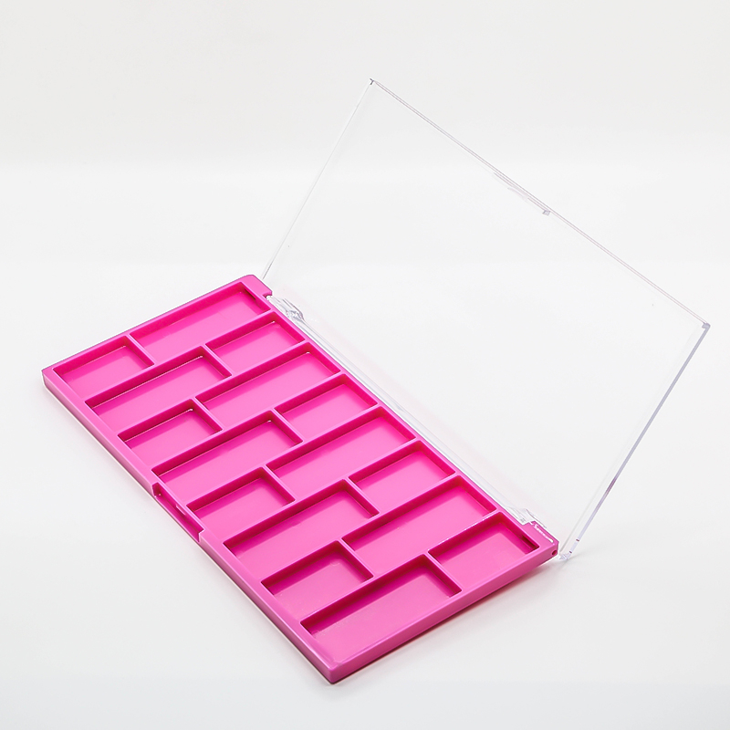 Custom Rectangle 16 Colors Diy Empty Eyeshadow Palette Case Matte Transparent Flip Cover Eyeshadow Makeup Packaging