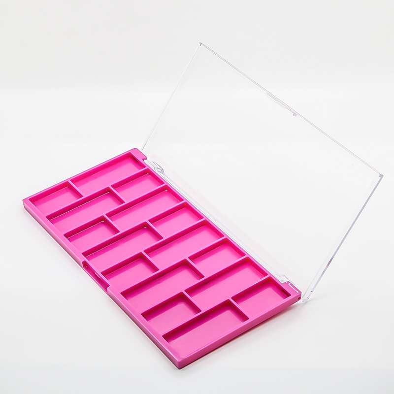 Custom Rectangle 16 Colors Diy Empty Eyeshadow Palette Case Matte Transparent Flip Cover Eyeshadow Makeup Packaging