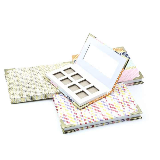 Custom Eyeshadow Makeup Paper Box 8 Colors Packaging Empty Eyeshadow Palette Box With Mirror