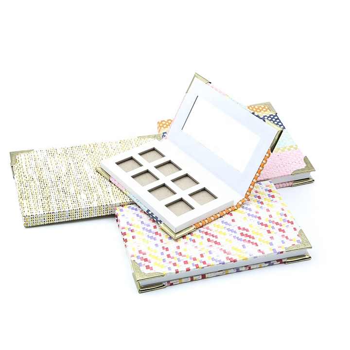 Custom Eyeshadow Makeup Paper Box 8 Colors Packaging Empty Eyeshadow Palette Box With Mirror