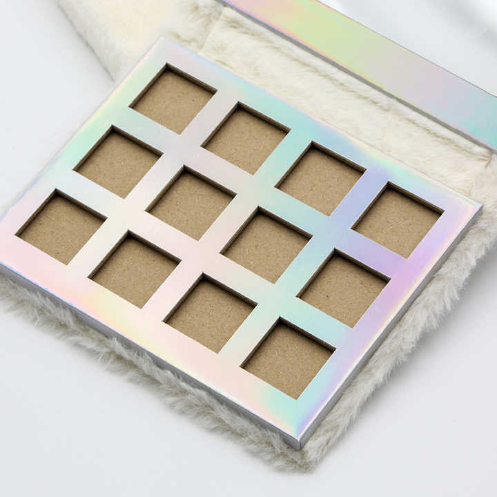 Creative Design Plush Makeup Eyeshadow Palette Cosmetics Set Wholesale 12 Colors Plush Packaging Box Paperboard Cardboard 