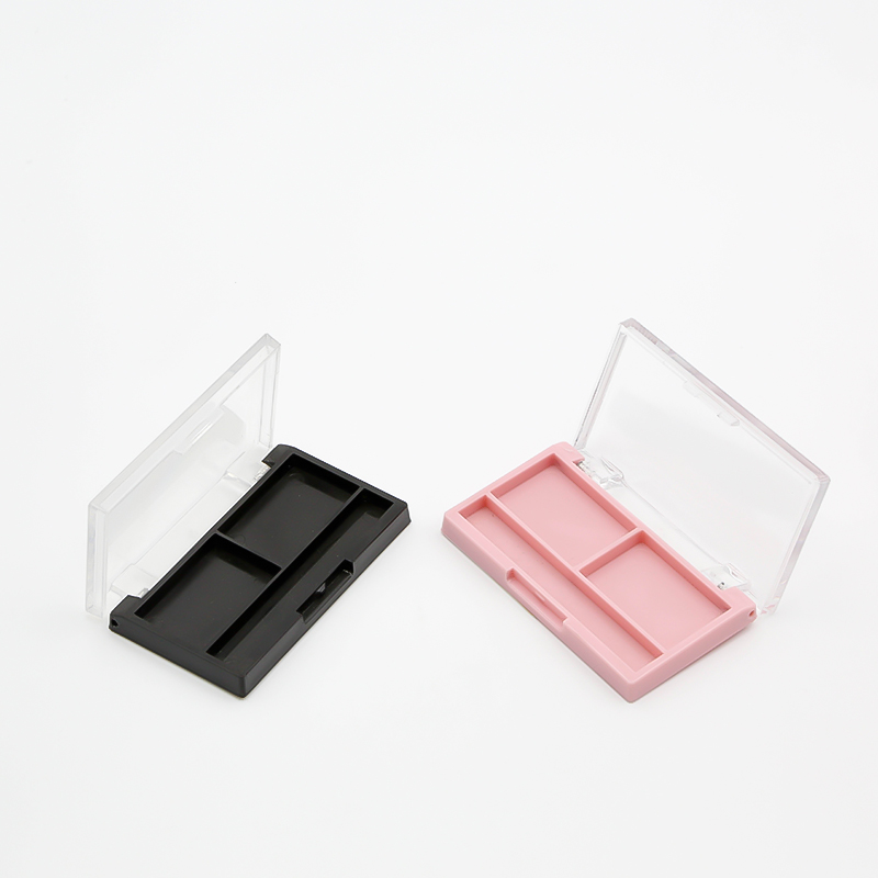 Custom Color Blush Box 2 Hole Square Transparent Flip Cover Empty Eyeshadow Palette Highlight Cosmetic Blush Packaging Box