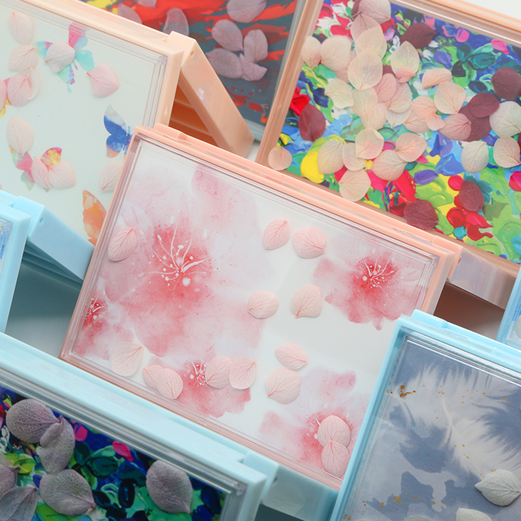 Custom Logo Empty 2 Colors Rectangle Pressed Powder Pallette Flip Cover With Mirror