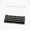 Wholesale Empty 18 Colors Eyeshadow Palette Plastic Private Label Black Rectangle Pan clear Empty Blush case with Mirror
