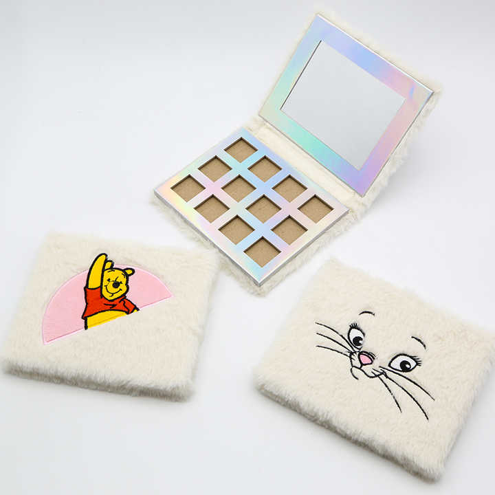 Creative Design Plush Makeup Eyeshadow Palette Cosmetics Set Wholesale 12 Colors Plush Packaging Box Paperboard Cardboard 
