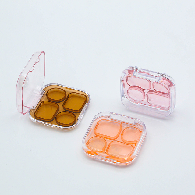 One-stop Solution Empty Pigment Powder Palette Nails 4 Pan Transparent Flip Cover Empty Eyeshadow palette Packaging