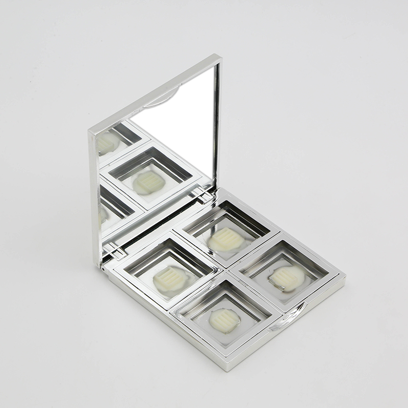 Custom Plastic Eye Shadow Palette 4 Colors Empty Eyeshadow Dispenser Makeup Packaging with clear Lids