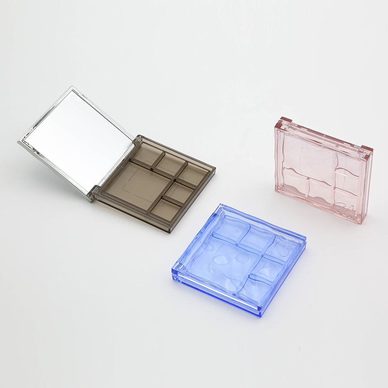 Makeup Packaging Manufacturer Rectangle 6 Colors Eyeshadow Palette With Mirror Empty Square Blusher Powder Eye Shadow Case